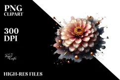 Abstract Zinnia with Golden Insertions PNG Product Image 2