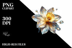 A Shiny Narcissus Clipart with Watercolor Splash Product Image 1
