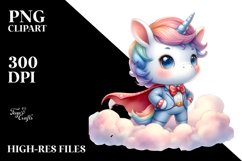 Cute Baby Unicorn Poses as Hero Clipart Product Image 3