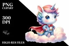 Cute Baby Unicorn Poses as Hero Clipart Product Image 3