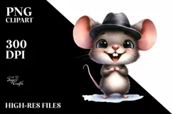 Baby Mouse Hat Standing Wearing Happy Clipart Product Image 1