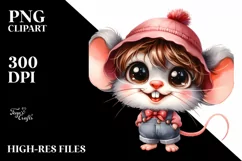 Baby Mouse Hat Standing Wearing Happy Clipart Product Image 1