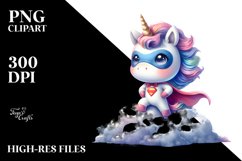 Cute Baby Unicorn Posing as a Hero | Clipart Product Image 3