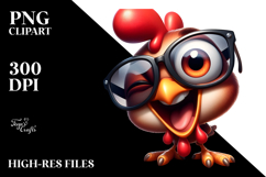 Cute Chicken in Oversized Sunglasses PNG Product Image 2