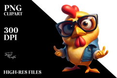 Cute Chicken in Oversized Sunglasses PNG Product Image 2