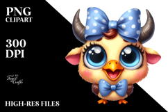 Bull Chick Bow Big Eyes Confused Clipart Product Image 2