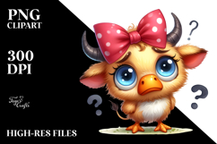 Bull Chick Bow Big Eyes Confused Clipart Product Image 2