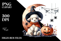 Spooky Lamb on Half Moon Halloween Clipart Product Image 2
