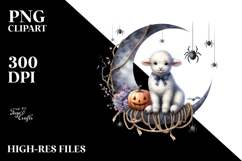 Spooky Lamb on Half Moon Halloween PNG Product Image 2