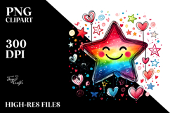 Scribbled Star with Hearts PNG Product Image 2