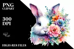 Pastel Vibrant Rabbit Half Made of Flowers | Sublimation | Product Image 3