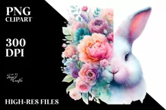 Pastel Vibrant Rabbit Half Made of Flowers | Sublimation | Product Image 1