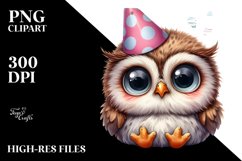 Baby Owl Party Hat | Confused Goofy Smile | Sublimation Product Image 1