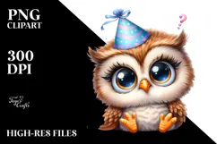 Baby Owl Party Hat | Confused Goofy Smile | Sublimation Product Image 2