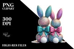 Colorful Glittery Bunnies Sitting PNG Product Image 2