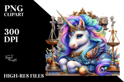 Colorful Baby Unicorn with Court Background, PNG Product Image 2