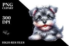 Watercolor Baby Miniature Schnauzer with Big Eyes, Product Image 2