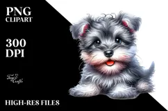 Watercolor Baby Miniature Schnauzer with Big Eyes, Product Image 2