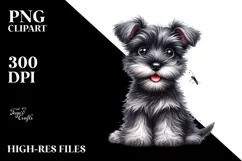 Baby Miniature Schnauzer with Big Eyes PNG Product Image 2