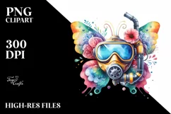 Colorful Butterfly Scuba Helmet Clipart Product Image 3