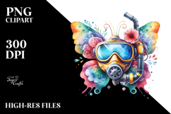Colorful Butterfly Scuba Helmet Clipart Product Image 2