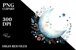 Very Simple Whimsical Half Moon Moon PNG Product Image 2