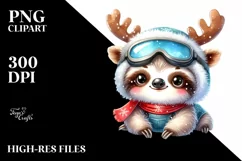 Expressive Sloth in Winter Gear PNG Product Image 1