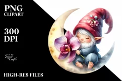 Baby Gnome with Orchid Moon PNG Product Image 2