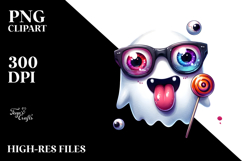 Funny Ghost with Sunglasses, Vibrant PNG Product Image 2