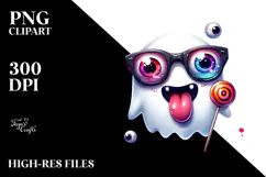 Funny Ghost with Sunglasses, Vibrant PNG Product Image 2