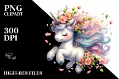 Tumbling Baby Unicorn in Watercolor Product Image 1