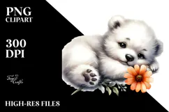 Cute Baby Polar Bear with Big Eyes Digital PNG Product Image 2