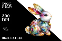 Abstract Bunny with Golden Inclusions PNG Product Image 2