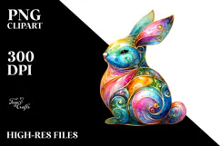 Colorful Bunny with Golden PNG Product Image 2