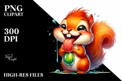 Funny Cute Squirrel Smiling with Tongue Out | Watercolor Product Image 1