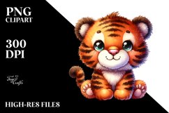 Colorful Brownish Plush Tiger Watercolor | Sublimation | Product Image 1