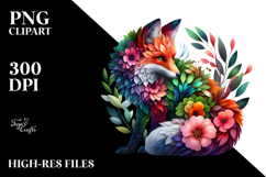 Abstract Vibrant Fox Frame PNG Product Image 2