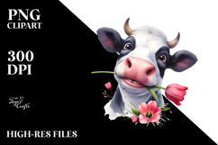 Cow Portrait Tulip In The Corner Of The Mouth | Rose In The Product Image 2