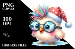 a Pastel Baby Chicken PNG with Santa Hat Product Image 1