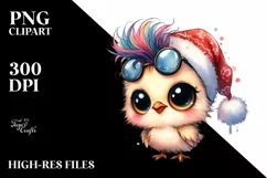 a Pastel Baby Chicken PNG with Santa Hat Product Image 3