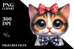 Goofy Baby Cat with Bow and Tie PNG Product Image 2