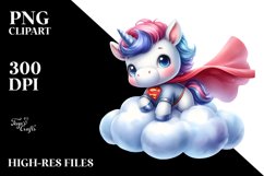 Cute Baby Unicorn Hero Clipart Product Image 1