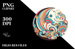 Retro Colorful Half Moon PNG Product Image 2