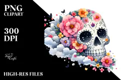 Cute Skull Flowers PNG Product Image 2