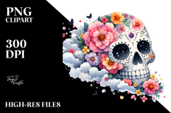 Cute Skull Flowers PNG Product Image 2