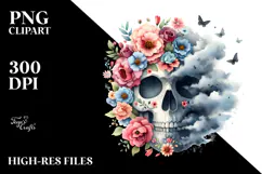 Cute Skull Made of Flowers PNG Product Image 2