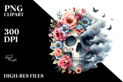 Cute Skull Flowers PNG Product Image 2