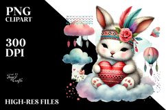 Boho Rabbit Sitting on a Cloud PNG Product Image 2