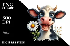 Cow Portrait Big Eyes Enthusiastic Daisy Clipart Product Image 3