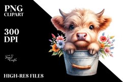 Baby Highland Cow in Flowers, High-Res PNG Product Image 3
